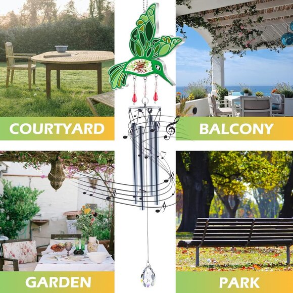 Hummingbird Suncatcher Wind Chime Pressed Real Embedded in Glass X003RBIV47 - Picture 5 of 7